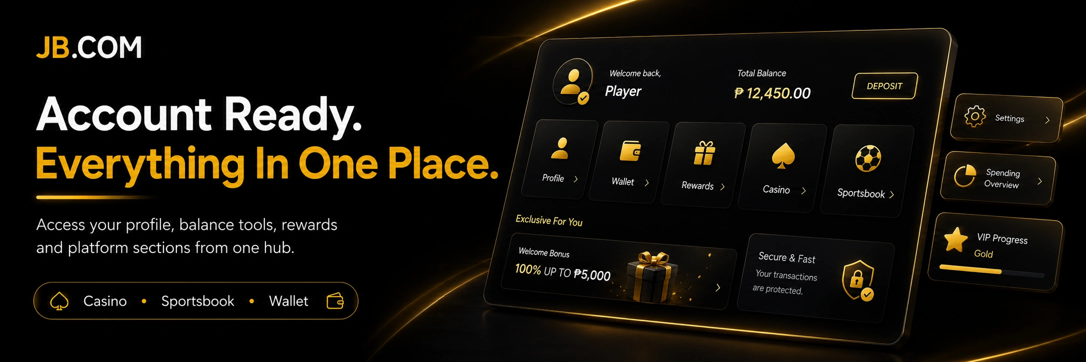 JB.COM account dashboard with wallet and rewards