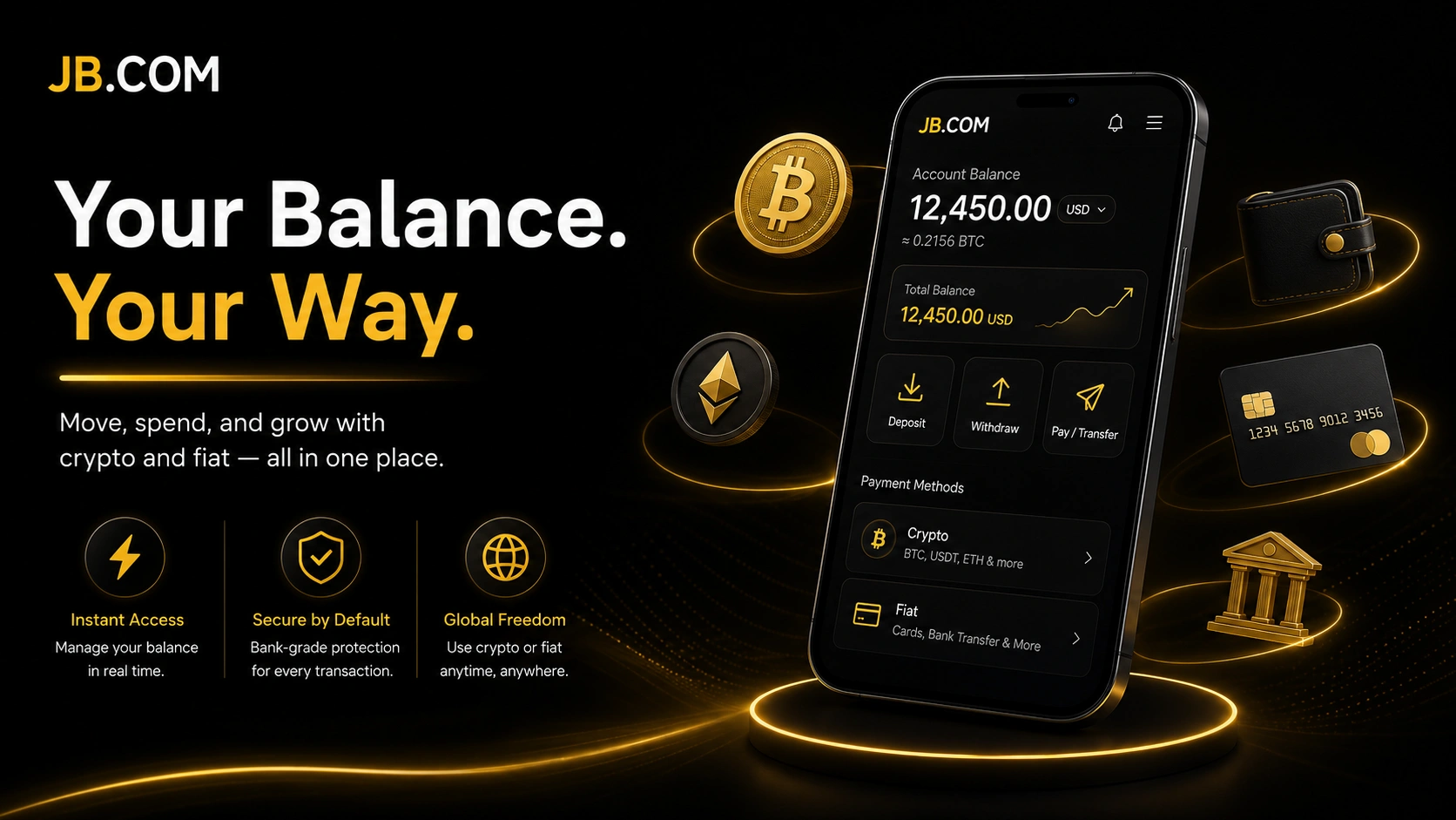 JB.COM wallet with crypto and fiat payments
